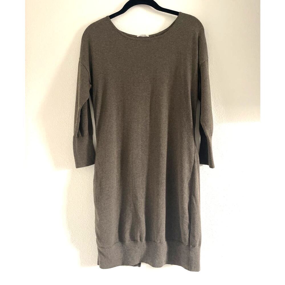 intimissimi knit pullover long sleeve dress with zipper and lace/ Brown/S - Picture 2 of 9